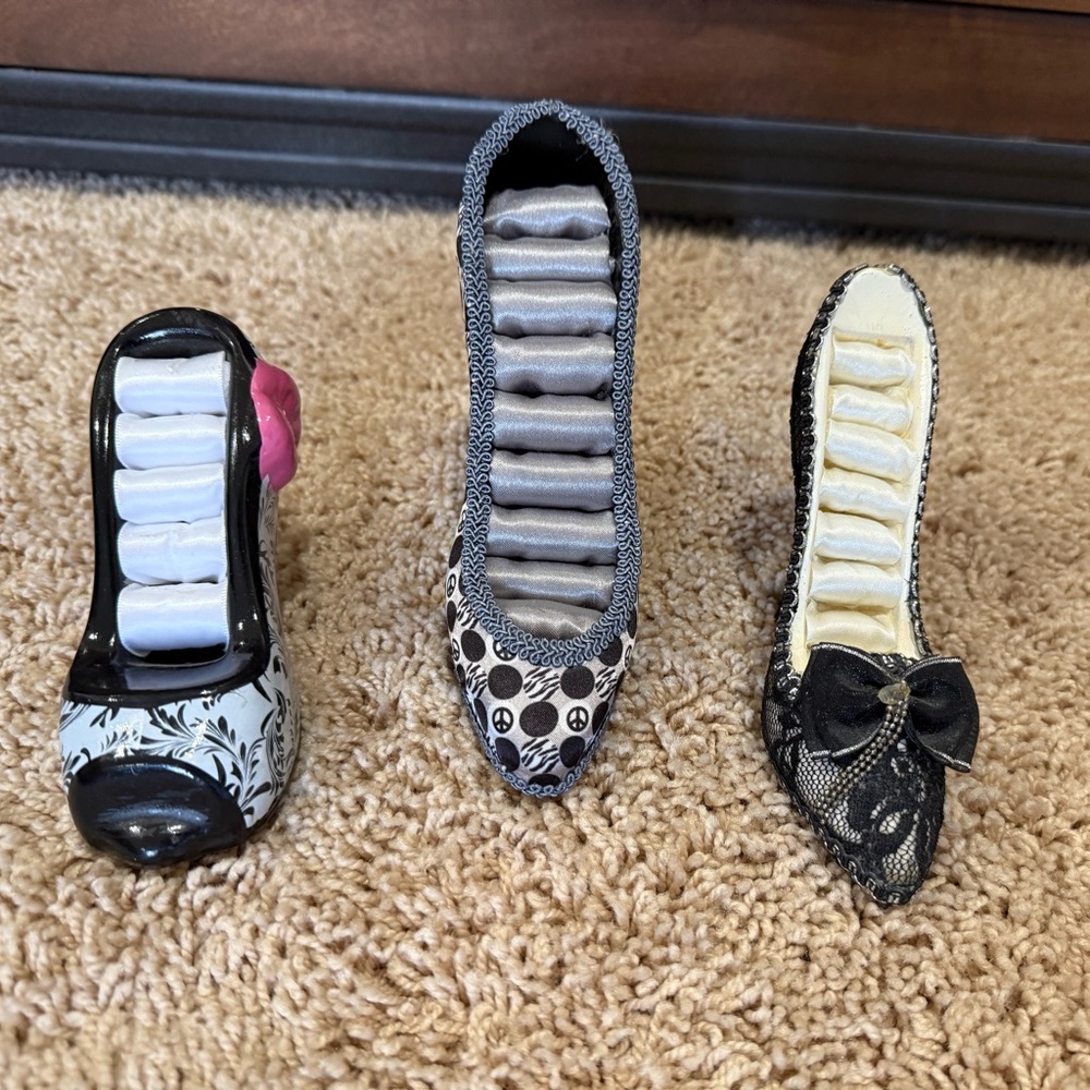 Set of Three Decorative High Heel Shoe Ring Holders